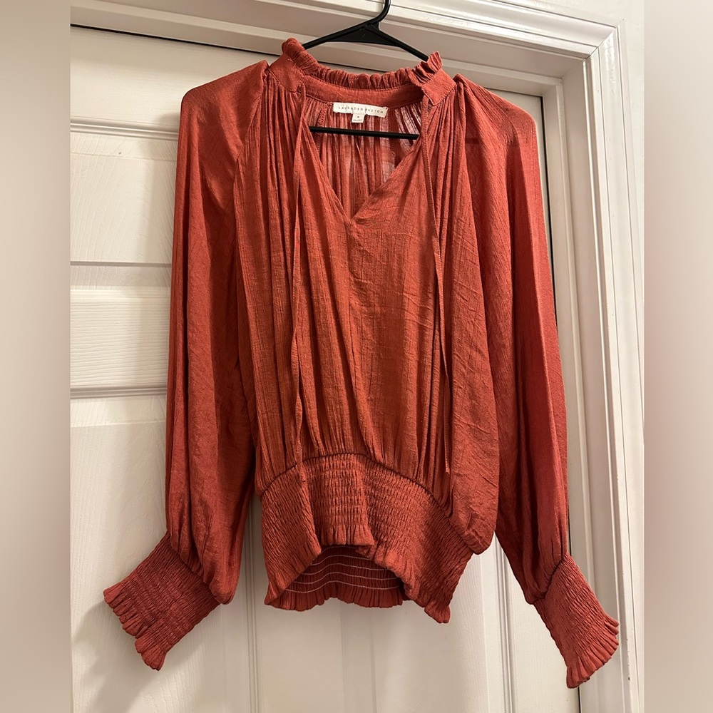 Orange Long Sleeve Top By Lavender Sketch